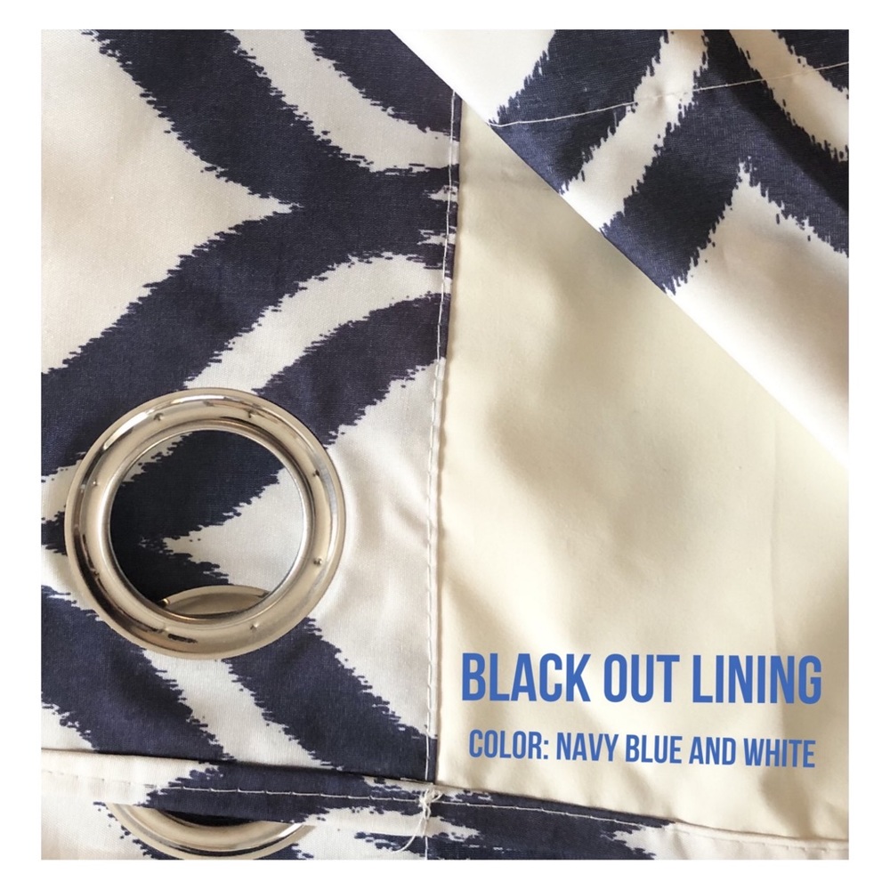 Set of Two Curtain Panels 32x84 Blue and White. Black Out.